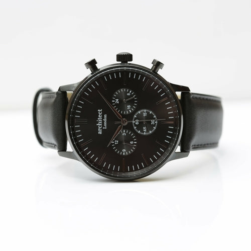 Men's Architect Motivator In Black With Black Strap - Modern Font